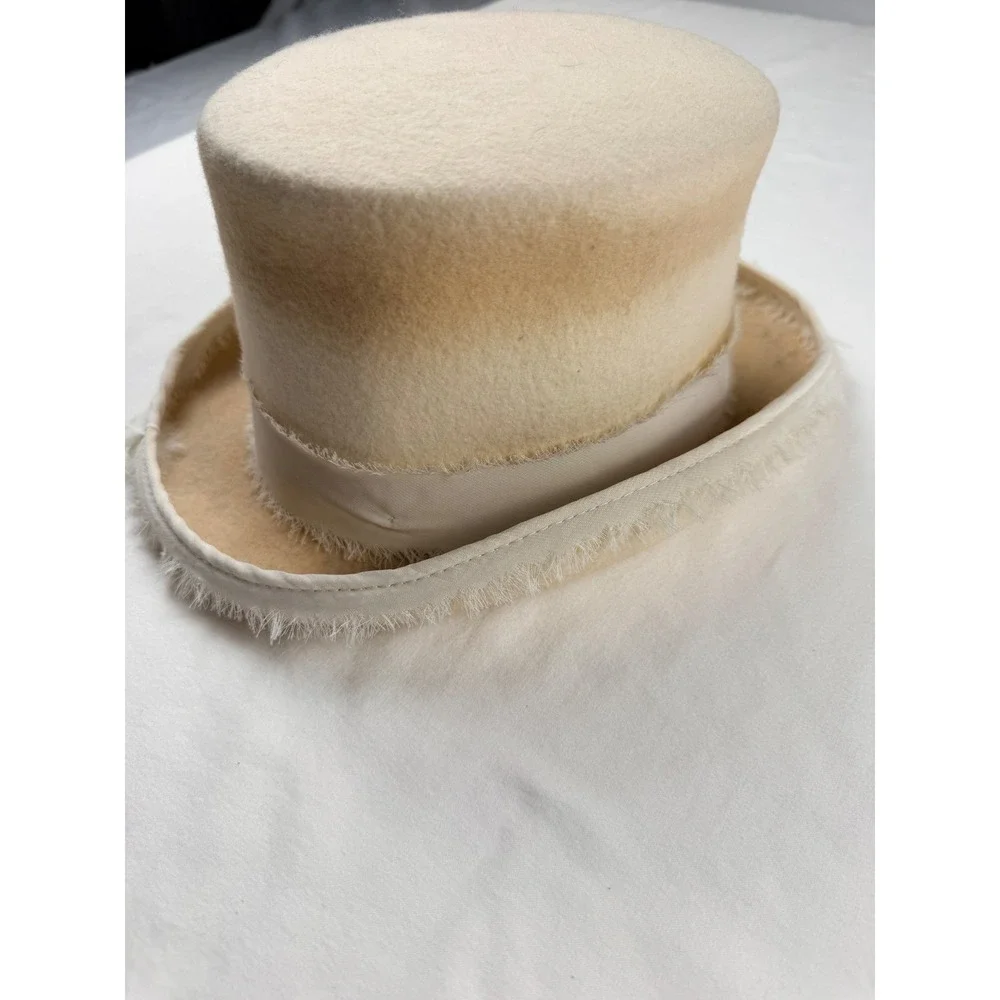Renegade by Bailey Wool Felt Top Hat Beige Ombre Chiffon Band  Sz Small